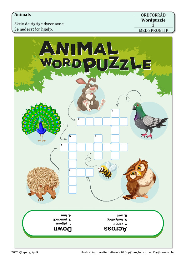 Kopiark/opgave:Wordpuzzle (3 ark)
