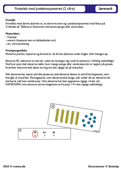 Posteløb med positionssystemet (2 cifre)