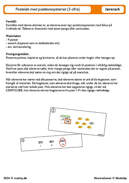 Posteløb med positionssystemet (3 cifre)