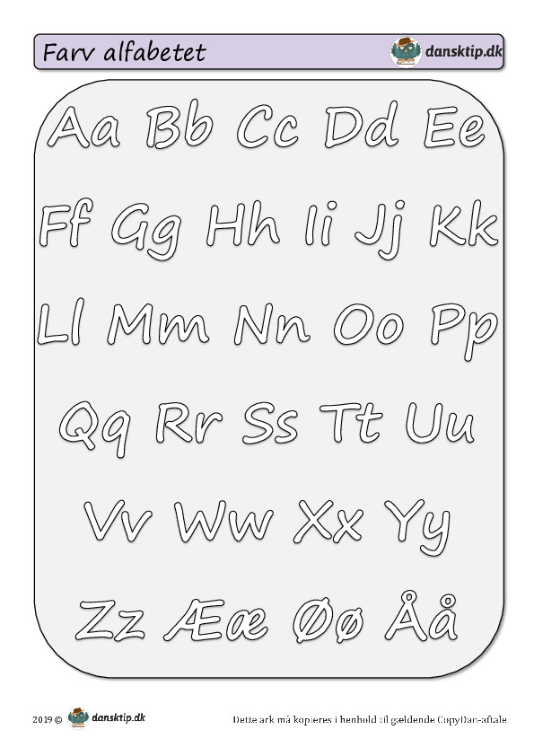 Kopiark/opgave:Farv alfabetet