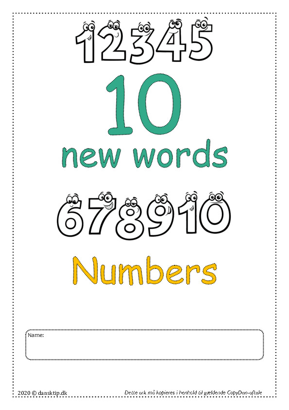 Kopiark/opgave:10 new words  numbers