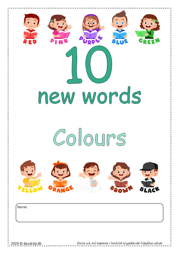 Kopiark/opgave:10 new words colours